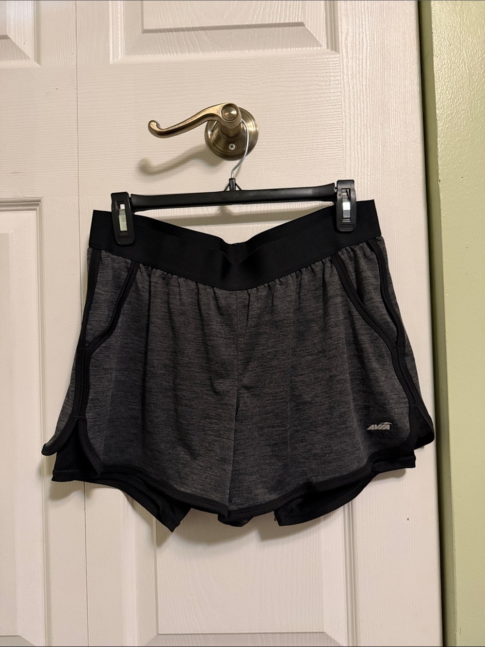 Avia Black and Heather Gray Athletic Running Shorts